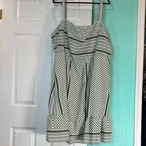 BloomChic Olive Green and White Striped Midi Dress